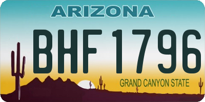 AZ license plate BHF1796