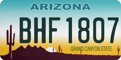 AZ license plate BHF1807