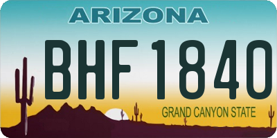 AZ license plate BHF1840