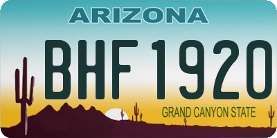 AZ license plate BHF1920