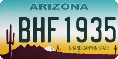 AZ license plate BHF1935