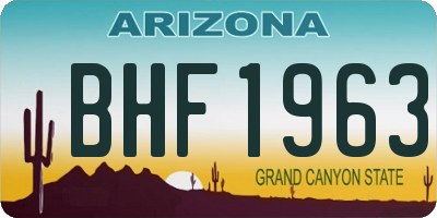 AZ license plate BHF1963