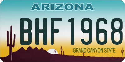 AZ license plate BHF1968