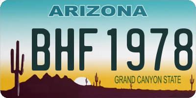 AZ license plate BHF1978