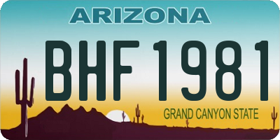AZ license plate BHF1981