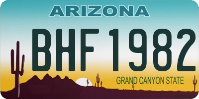 AZ license plate BHF1982