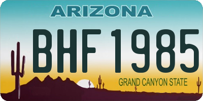 AZ license plate BHF1985