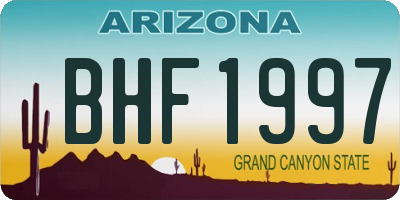 AZ license plate BHF1997