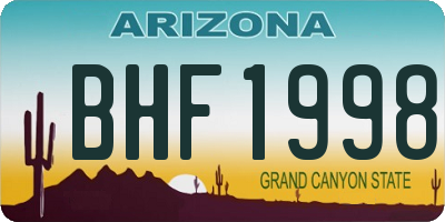 AZ license plate BHF1998