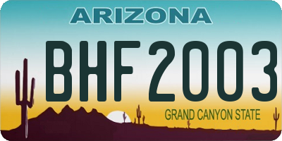 AZ license plate BHF2003