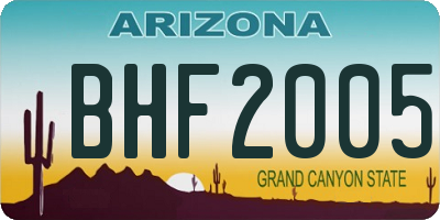 AZ license plate BHF2005