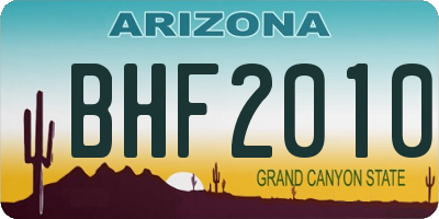 AZ license plate BHF2010