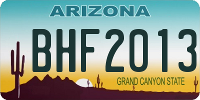 AZ license plate BHF2013