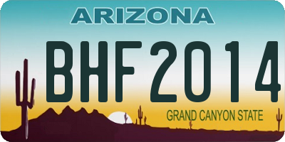 AZ license plate BHF2014