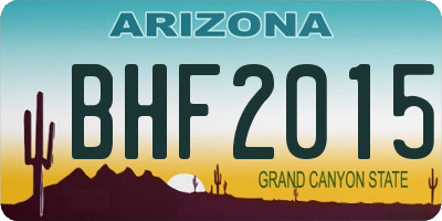 AZ license plate BHF2015