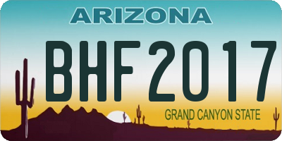 AZ license plate BHF2017