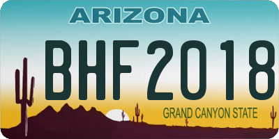 AZ license plate BHF2018
