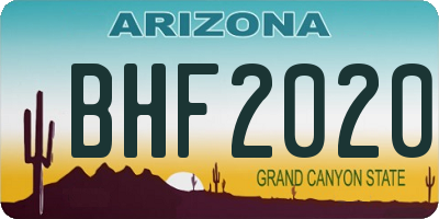 AZ license plate BHF2020