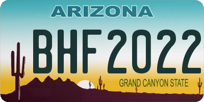 AZ license plate BHF2022