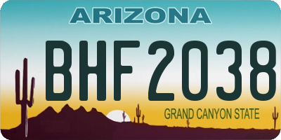 AZ license plate BHF2038