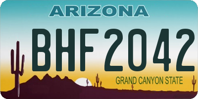 AZ license plate BHF2042