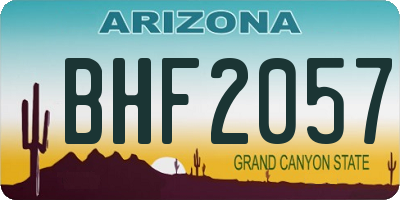 AZ license plate BHF2057