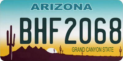 AZ license plate BHF2068