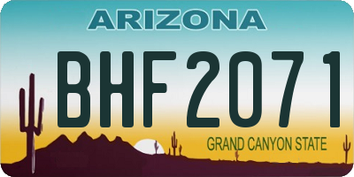 AZ license plate BHF2071