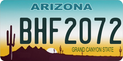 AZ license plate BHF2072