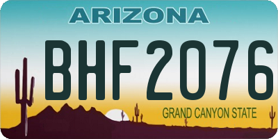 AZ license plate BHF2076