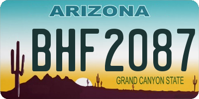 AZ license plate BHF2087
