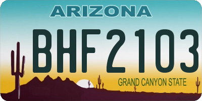 AZ license plate BHF2103