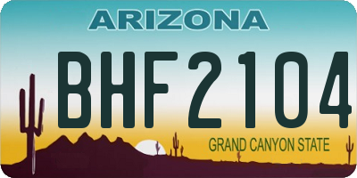 AZ license plate BHF2104