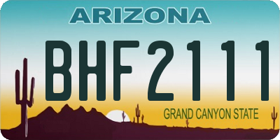 AZ license plate BHF2111