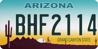 AZ license plate BHF2114