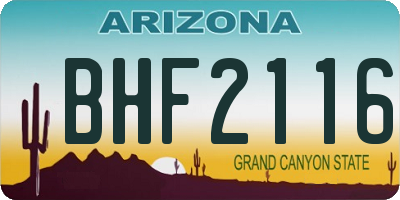AZ license plate BHF2116
