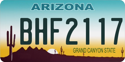 AZ license plate BHF2117