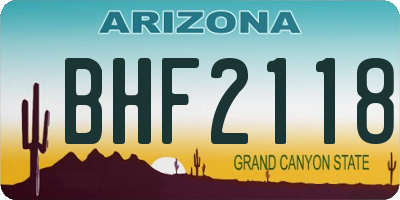 AZ license plate BHF2118