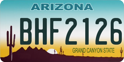 AZ license plate BHF2126