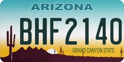 AZ license plate BHF2140