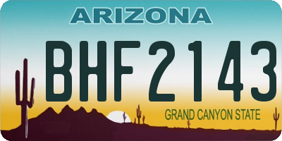 AZ license plate BHF2143