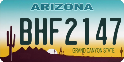 AZ license plate BHF2147