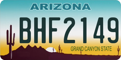 AZ license plate BHF2149