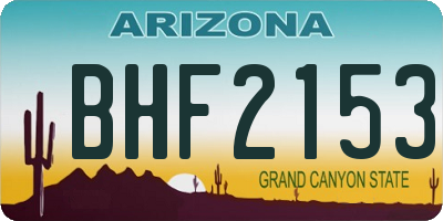 AZ license plate BHF2153