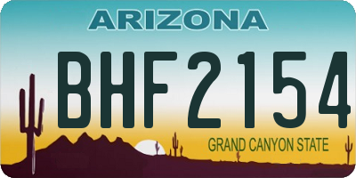 AZ license plate BHF2154