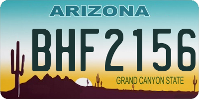 AZ license plate BHF2156