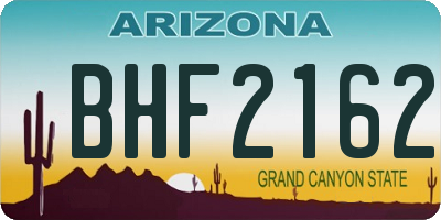 AZ license plate BHF2162