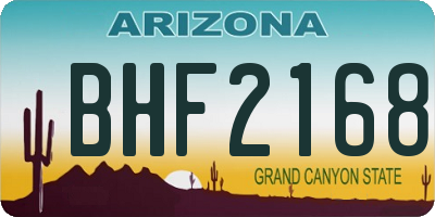 AZ license plate BHF2168