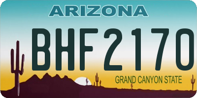 AZ license plate BHF2170