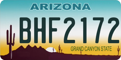 AZ license plate BHF2172